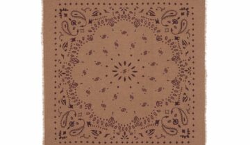 Kujten Large Cashmere Bandana Hachiko Camel Bordeaux