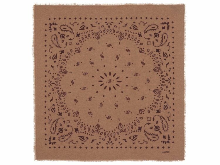 kujten large cashmere bandana hachiko camel bordeaux