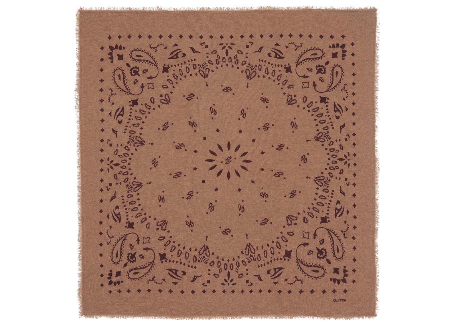 kujten large cashmere bandana hachiko camel bordeaux