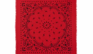 Kujten Large Cashmere Bandana Hachiko Red Flag