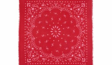 Kujten Large Cashmere Bandana Hachiko Red Flag / Candy Pink