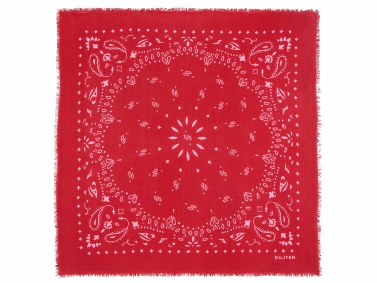 kujten large cashmere bandana hachiko red flag : candy pink