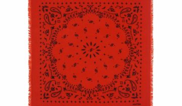 Kujten Large Cashmere Bandana Hachiko Red Orange