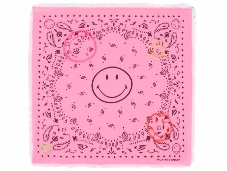 kujten bandana hachi smiley brode bubblegum pink