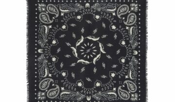 Kujten Large Bandana Hachiko Feather Black White