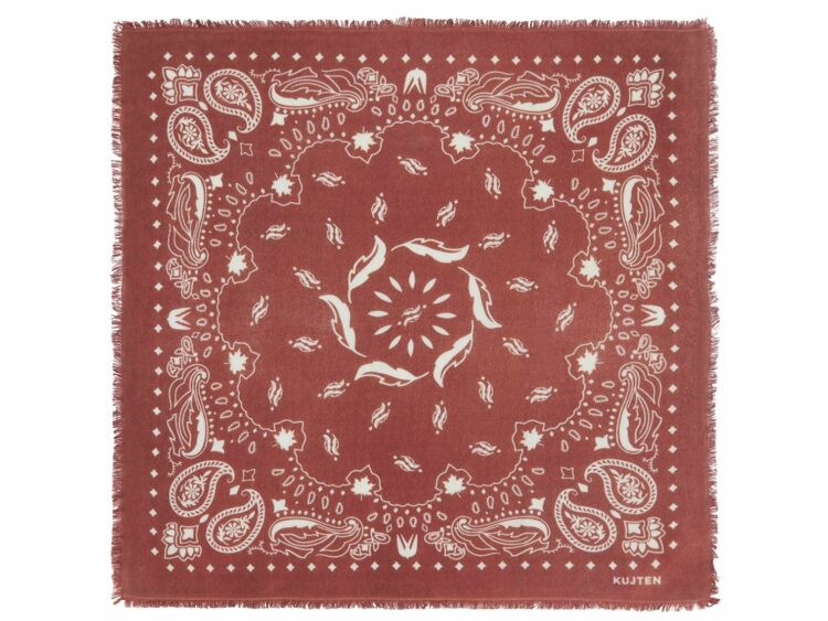kujten large bandana hachiko feather earth burgundy