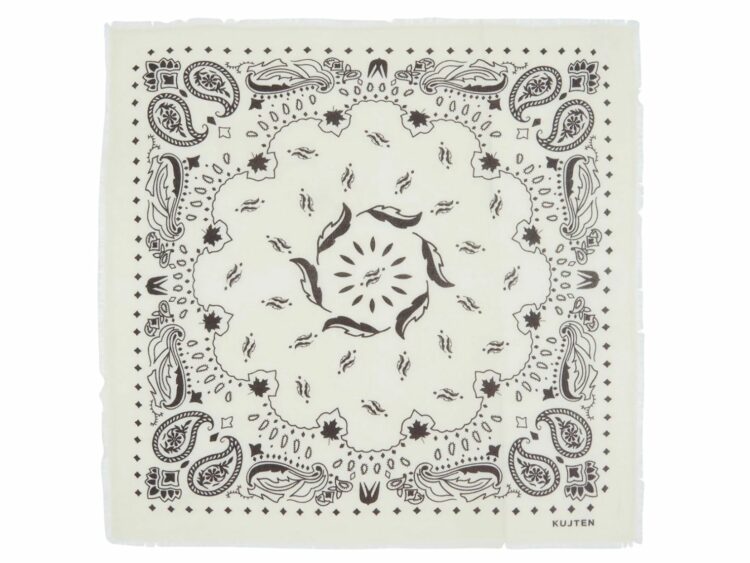 kujten large bandana hachiko feather white brown