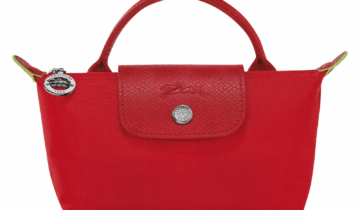 Longchamp Le Pliage Green Pouch with handle Tomato
