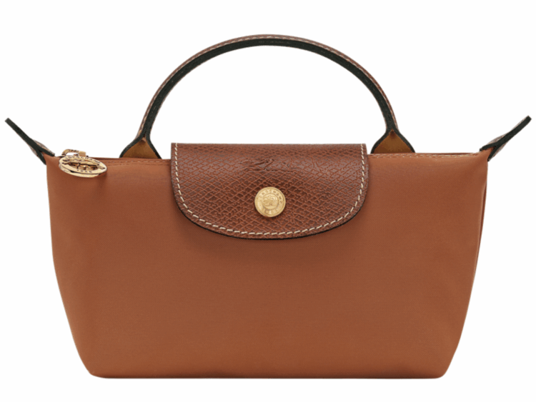 longchamp le pliage original pouch with handle cognac