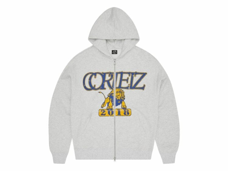 corteiz lion boxy zip hoodie light heather 1