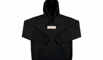 Supreme Burberry Box Logo Hooded Sweatshirt Black