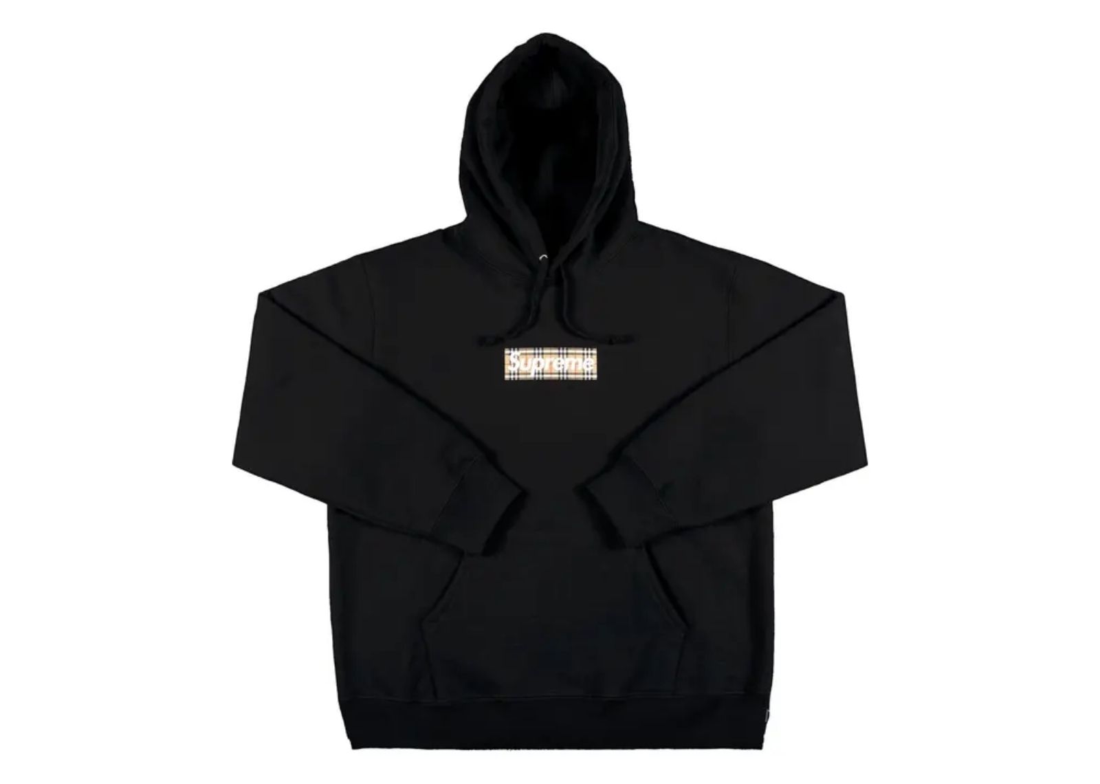 supreme burberry box logo hooded sweatshirt black 1