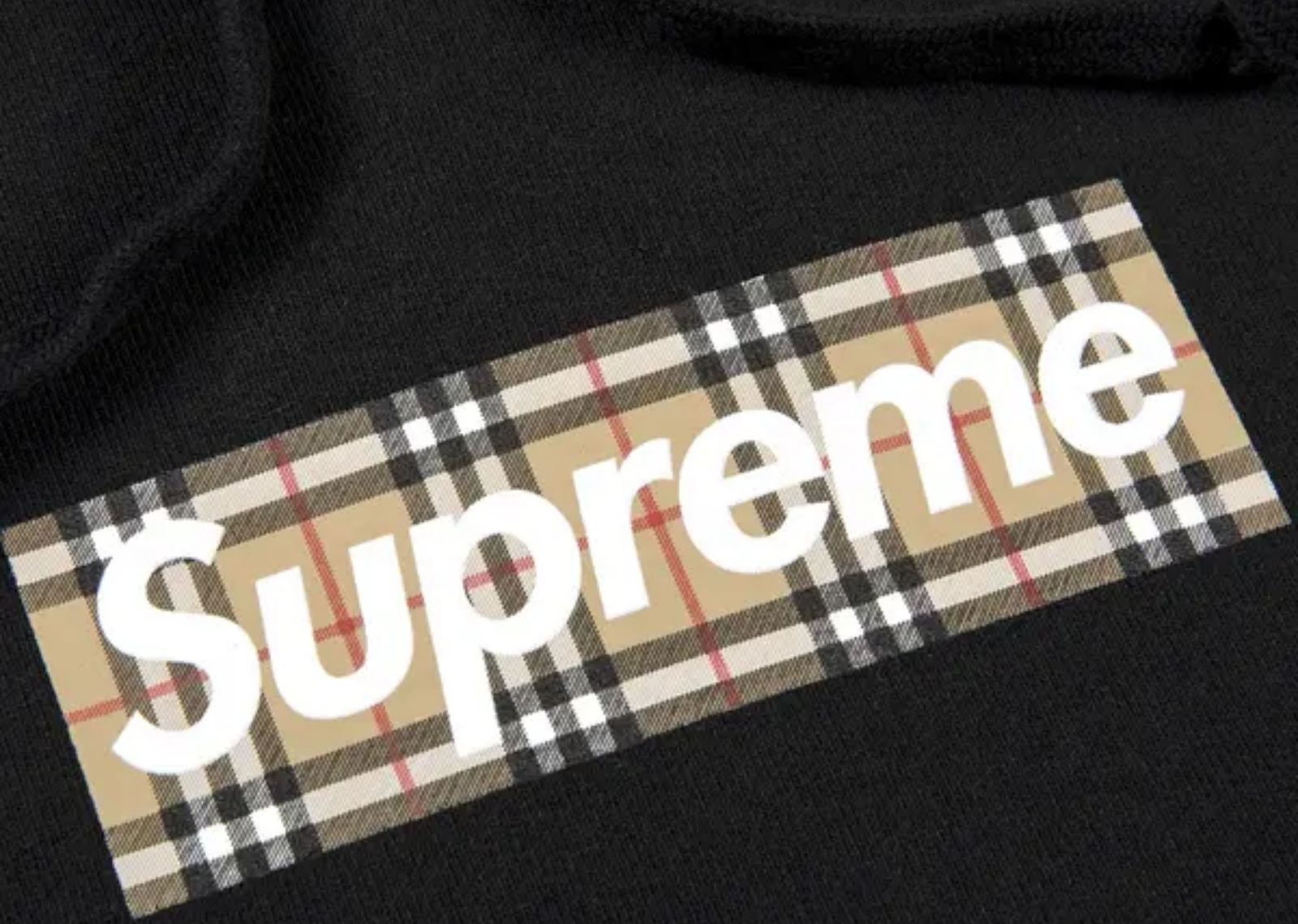 supreme burberry box logo hooded sweatshirt black 2