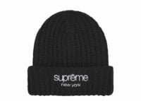 supreme chunky rib classic logo beanie black 1
