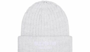 Supreme Chunky Rib Classic Logo Beanie White