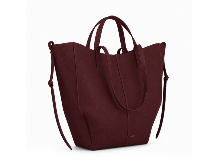 Polène Cyme Tote Edition Textured Black Cherry