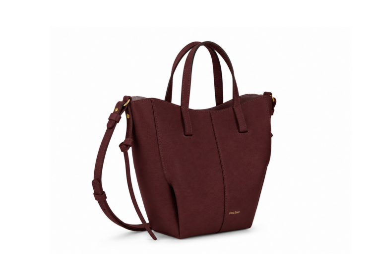 Polène Cyme Tote Nano Edition Textured Black Cherry