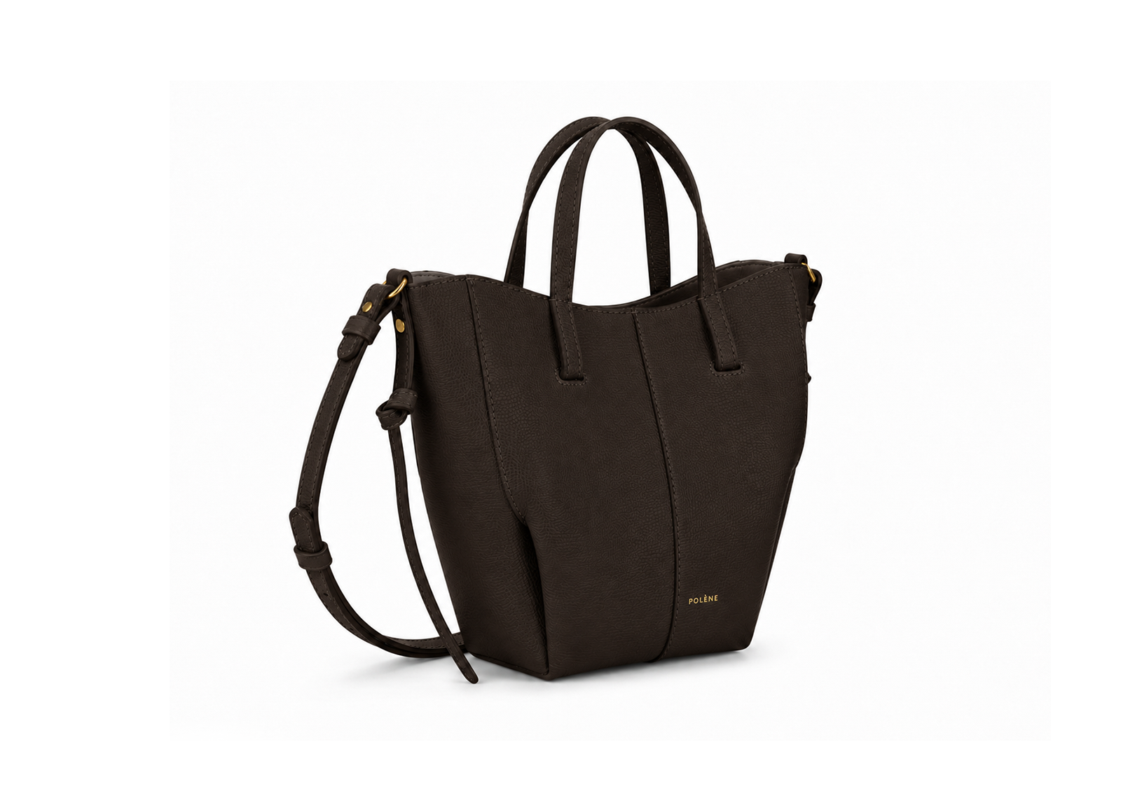Polène Cyme Tote Nano Edition Textured Ebony
