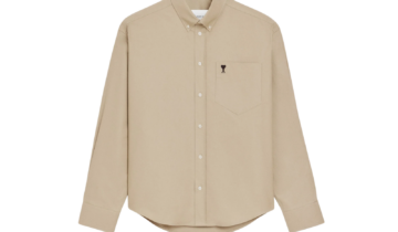 Ami Paris Ami De Coeur Boxy Embroidered Shirt Beige