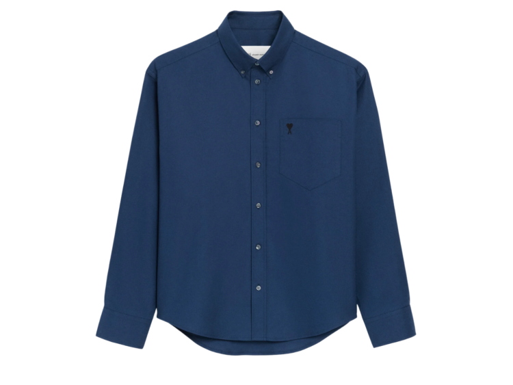 ami paris ami de coeur boxy embroidered shirt blue 1 1