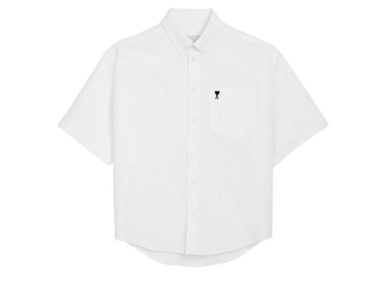 ami paris ami de coeur boxy embroidered shirt white 1 1