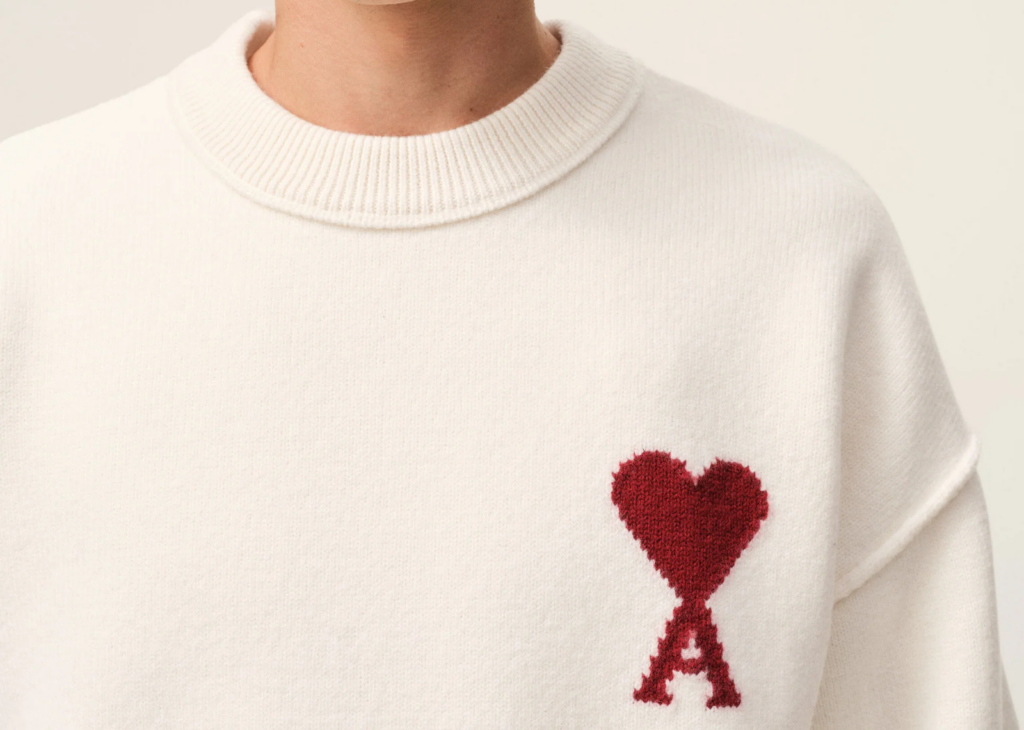 Ami Paris Ami De Coeur Contrasted Crewneck Merino Wool Sweater