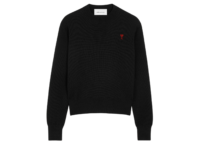 Ami Paris Ami De Coeur Contrasted Crewneck Wool Sweater Black