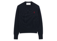 Ami Paris Ami De Coeur Contrasted Crewneck Wool Sweater Blue