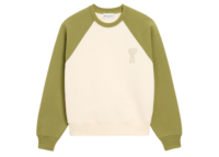 Ami Paris Ami De Coeur Cotton Knitted Sweatshirt White/Green