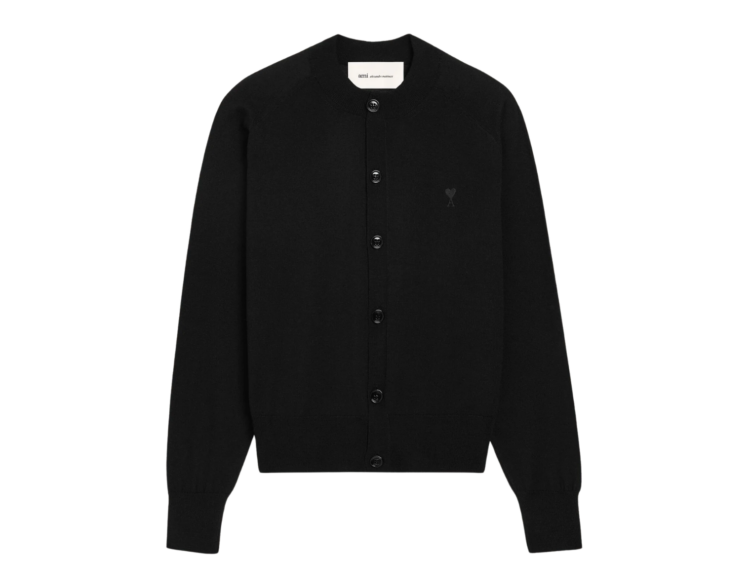 ami paris ami de coeur crewneck cardigan black 1 1