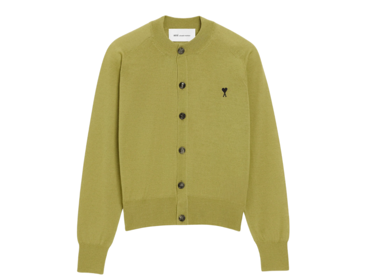 ami paris ami de coeur crewneck cardigan green 1 1