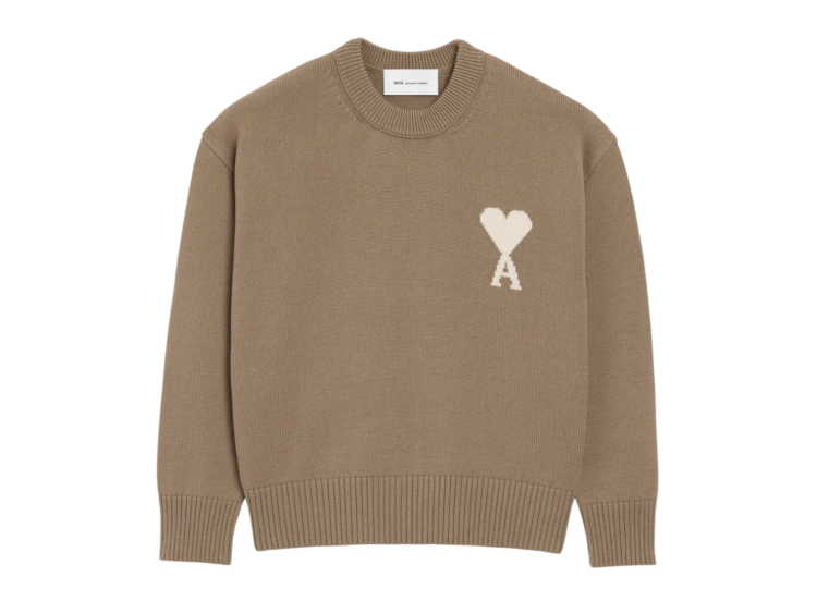 ami paris ami de coeur crewneck sweater beige 1 1