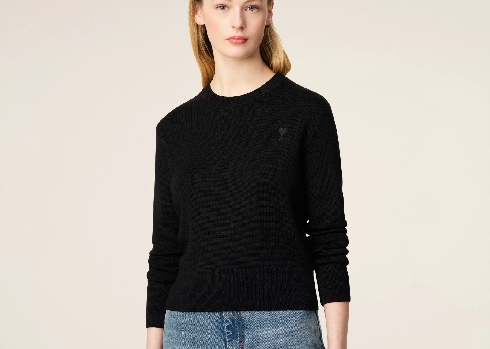 ami paris ami de coeur crewneck sweater black 2 1