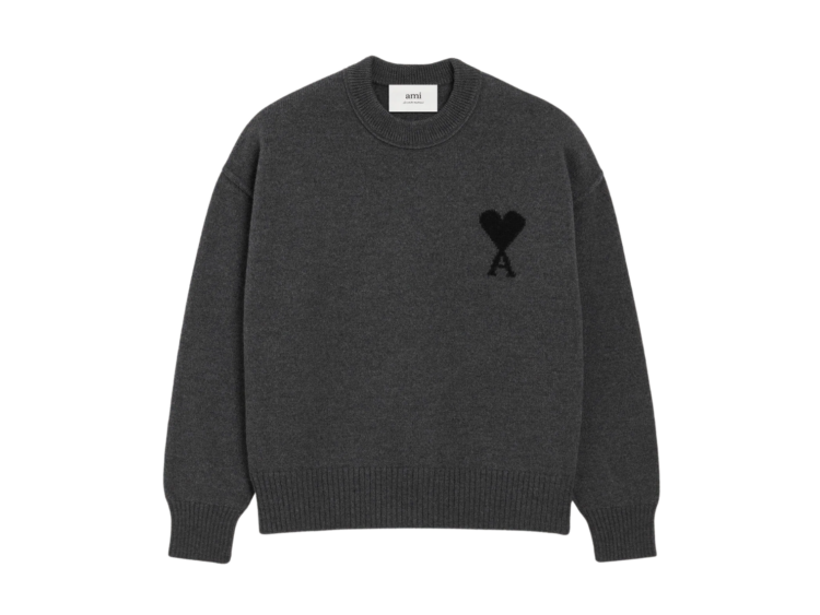 ami paris ami de coeur crewneck sweater grey 1 1
