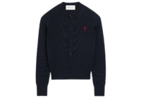 Ami Paris Ami De Coeur Crewneck Wool Cardigan Blue