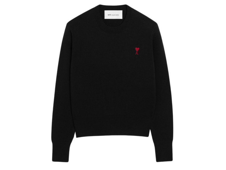 ami paris ami de coeur crewneck wool sweater black 1 1