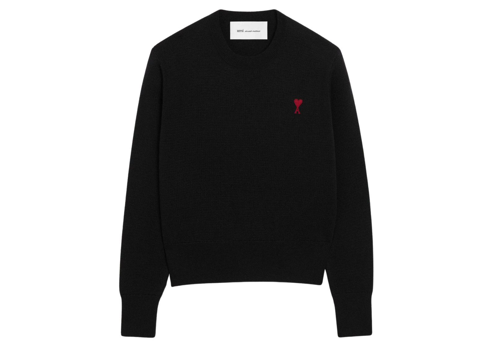 ami paris ami de coeur crewneck wool sweater black 1 1