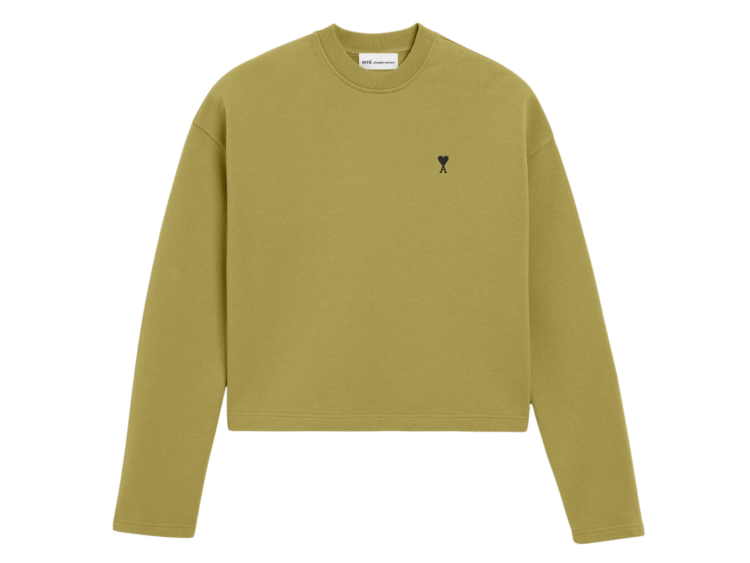 ami paris ami de coeur cropped sweatshirt green 1 1