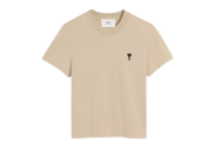 Ami Paris Ami De Coeur Cropped T-Shirt Beige