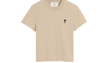 Ami Paris Ami De Coeur Cropped T-Shirt Beige