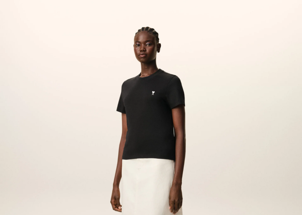 Ami Paris Ami De Coeur Cropped T-Shirt Black - FTS347.724.045