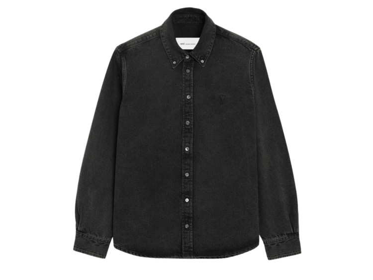 ami paris ami de coeur denim shirt black 1 1