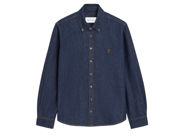 ami paris ami de coeur denim shirt blue 1 1