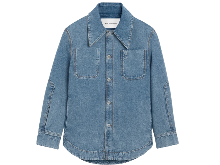 ami paris ami de coeur denim worker overshirt blue 1 1