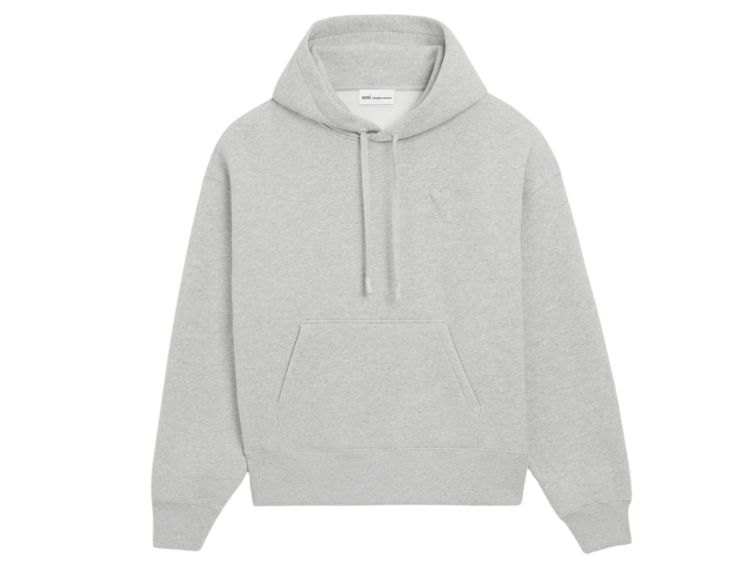 ami paris ami de coeur embossed hoodie grey 1 1