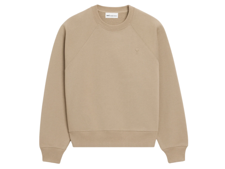 ami paris ami de coeur embossed sweatshirt beige 1 1