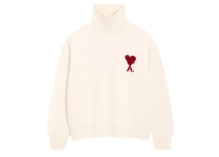 Ami Paris Ami De Coeur Funnel Neck Sweater White