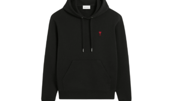 Ami Paris Ami De Coeur Hoodie Black Red