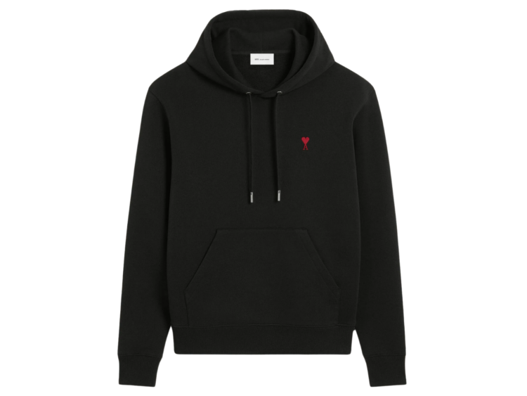 ami paris ami de coeur hoodie black red 1 1