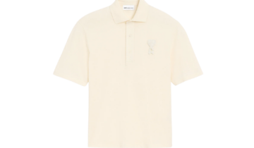 Ami Paris Ami De Coeur Knitted Patch Polo White